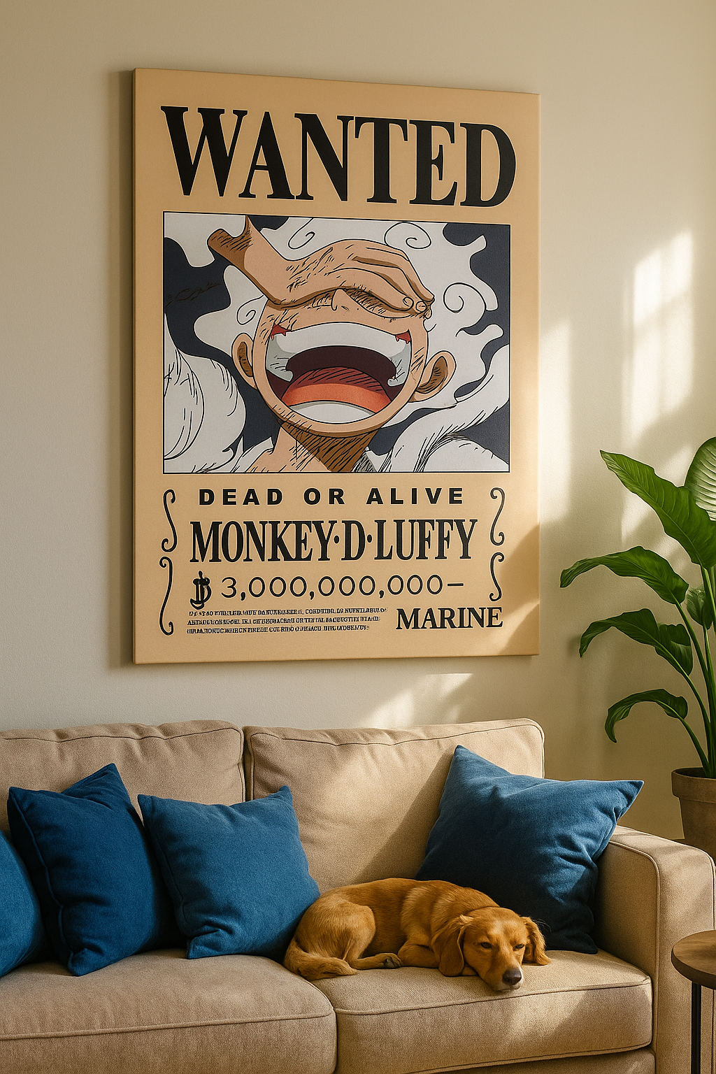 One Piece Monkey D. Luffy Wanted Poster – Framed Canvas Wall Art | Hiqualart