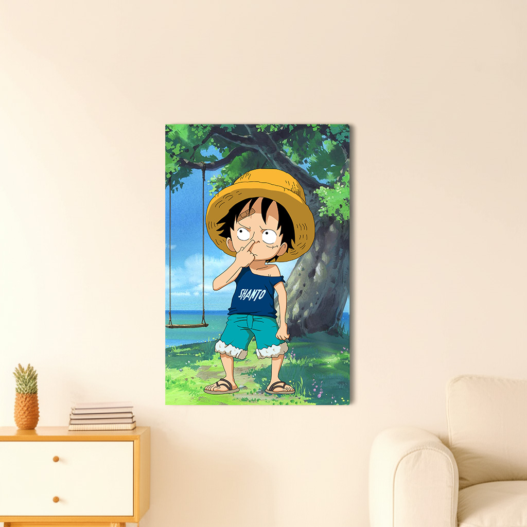 One Piece Young Monkey D. Luffy Canvas Wall Art – Framed Anime Poster | Hiqualart
