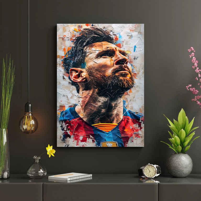 Lionel Messi Abstract Canvas Wall Art – Hiqualart Exclusive