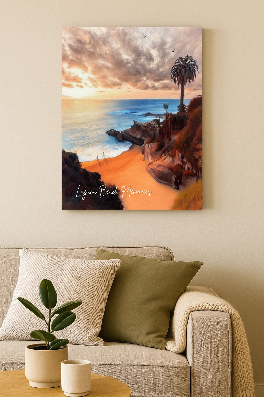Laguna Beach Sunset Coastline – Framed Canvas Wall Art | Hiqualart