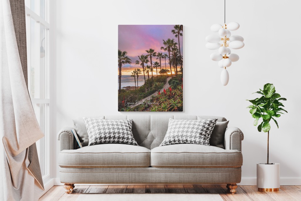 Laguna Beach Tropical Sunset – Framed Canvas Wall Art | Hiqualart