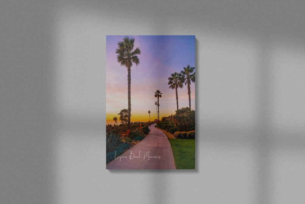 Laguna Beach Sunset Pathway – Framed Canvas Wall Art | Hiqualart
