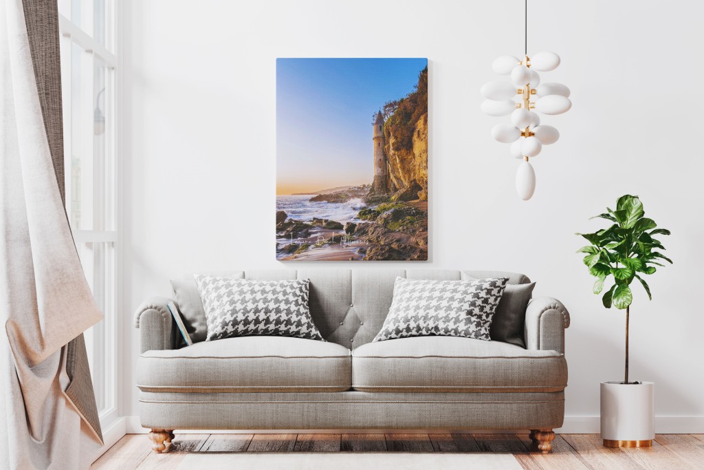 Laguna Beach Pirate Tower in Victoria Beach – Framed Canvas Wall Art | Hiqualart