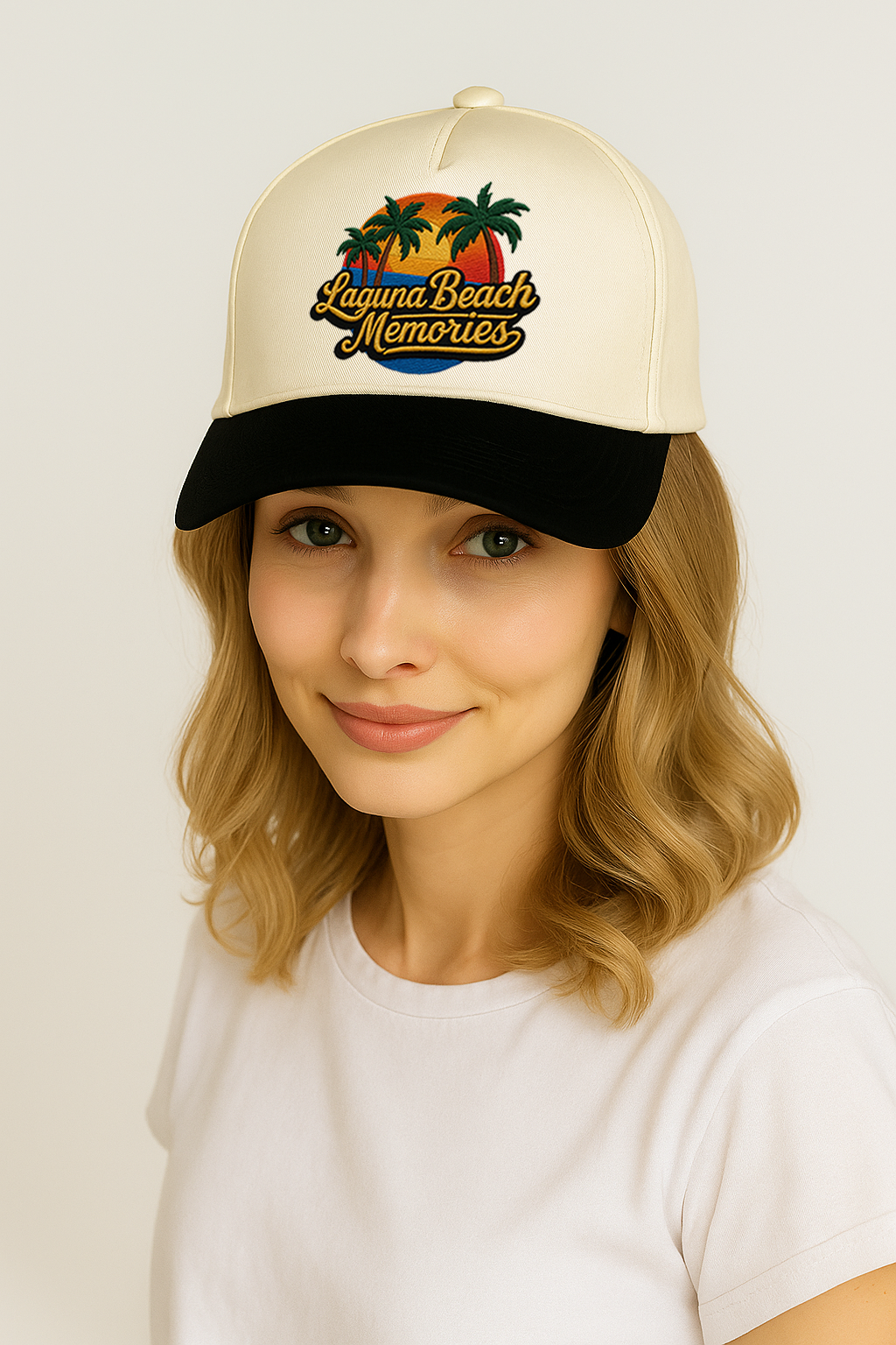 Laguna Beach Memories Embroidered Baseball Cap – Black and White Trucker Hat | Hiqualart